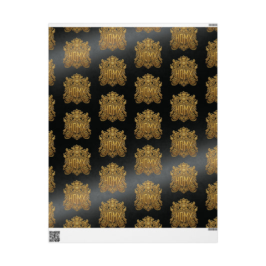 HDMX Luxury Gold Crest Wrapping Paper — Elegant Black & Gold Gift Wrap