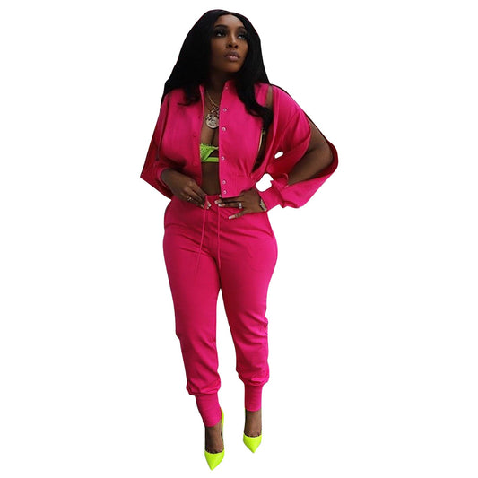 Women's Charming Sports Two-piece Zipper Personality Suits
