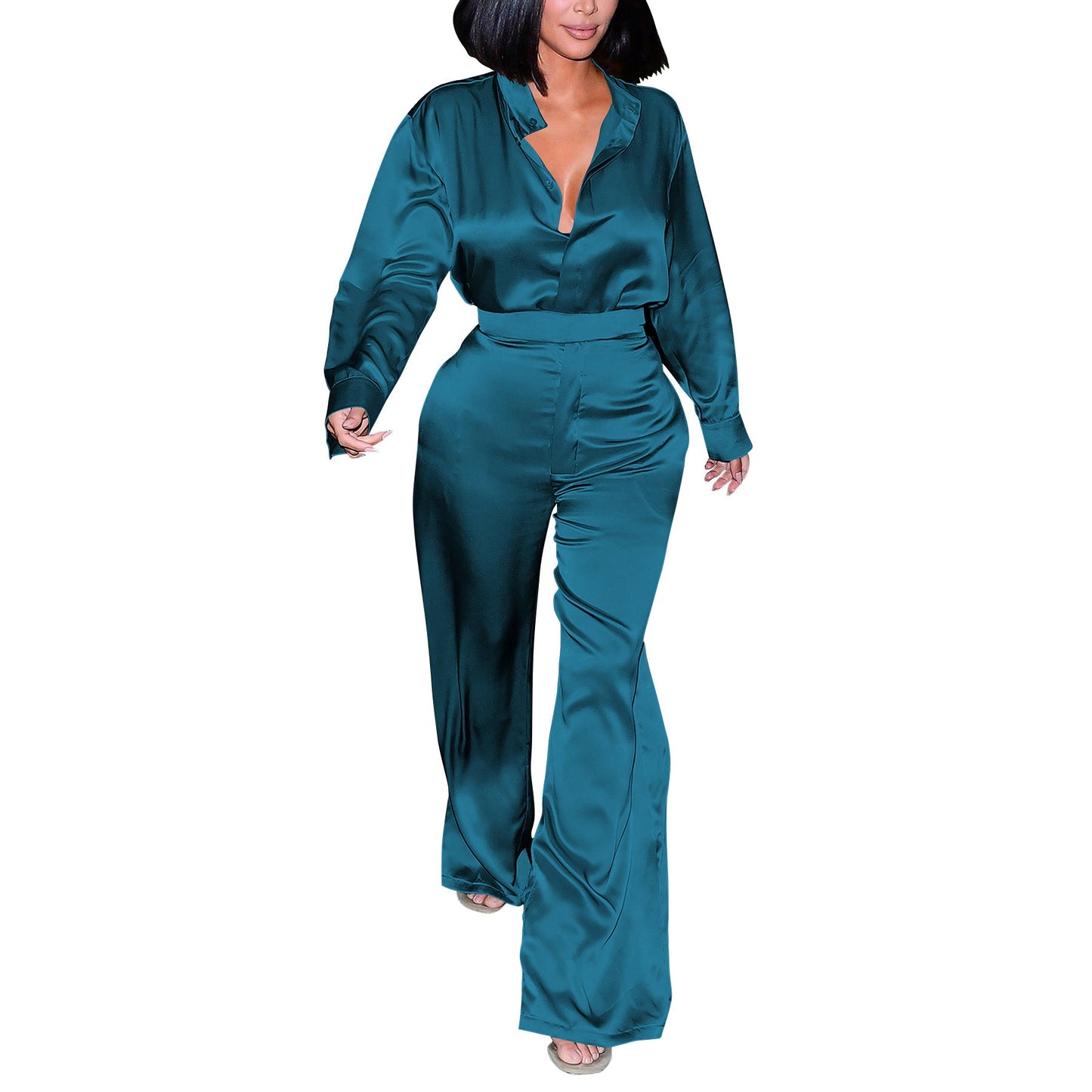 Women's Trendy Russian Fashion Woven Shirt Suits