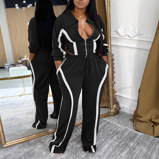 Women's Sports Cotton Two-piece Set Leisure Warm Suits