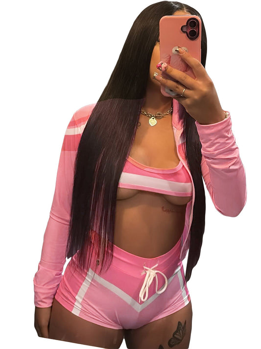 Women's Wear Printed Long-sleeved Halter Wrapped Chest Strap Hot Suits