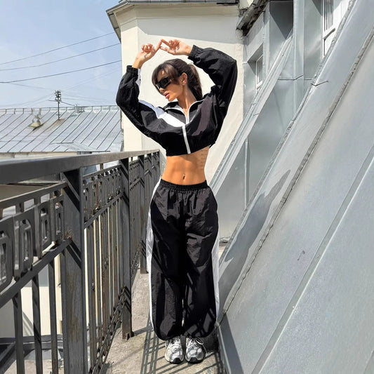 Women's Fashion Casual Long Sleeve Contrast Color Sport Suits