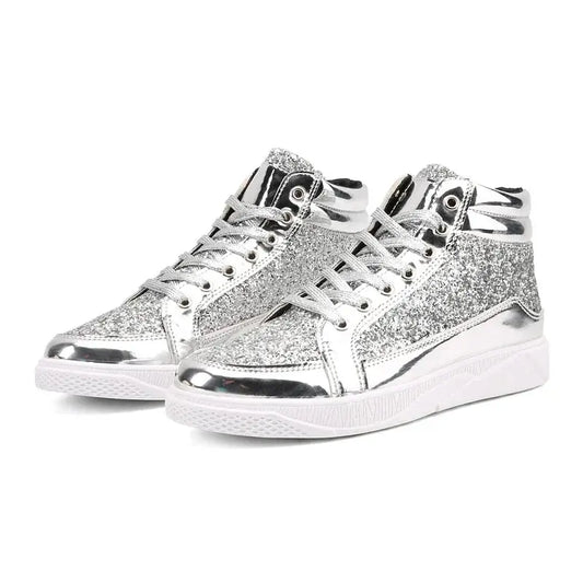 Hip Hop Inspired High Top Sneakers with Mirrors