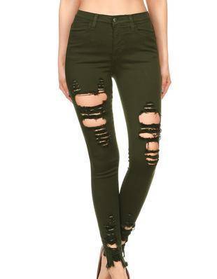 {{P1213}} Distressed Bottom Skinny Jeans {3 Colors Available}