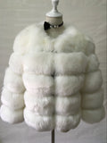 Women's Faux Fox Fur Round Neck Slim Coats