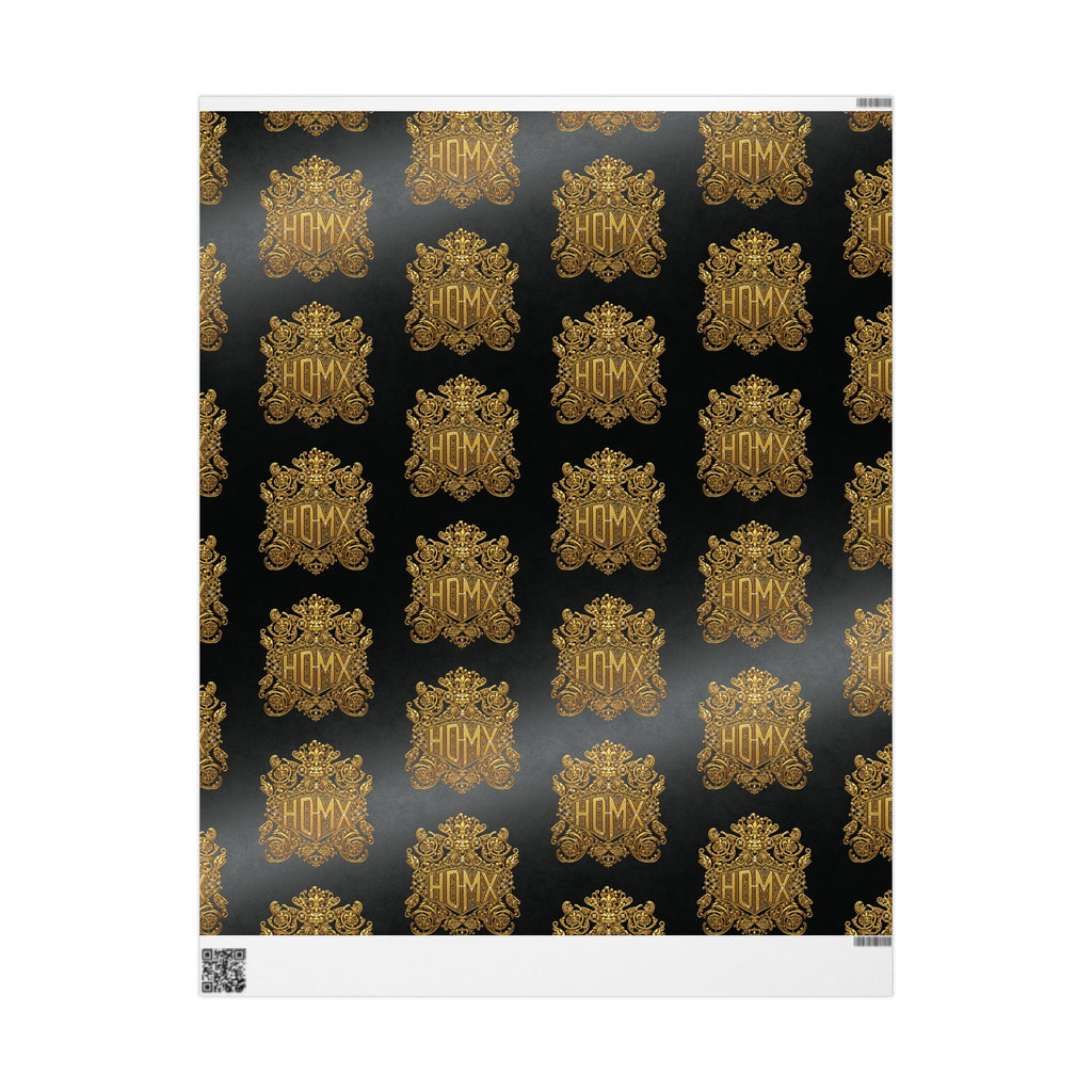 HDMX Luxury Gold Crest Wrapping Paper — Elegant Black & Gold Gift Wrap