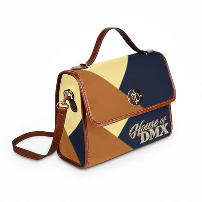 Geometric 'House of DMX' Waterproof Canvas Bag — Retro Colorblock Satchel