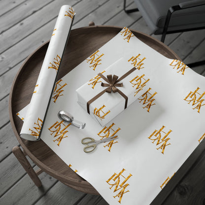 White and Gold Script Monogram Wrapping Paper Roll