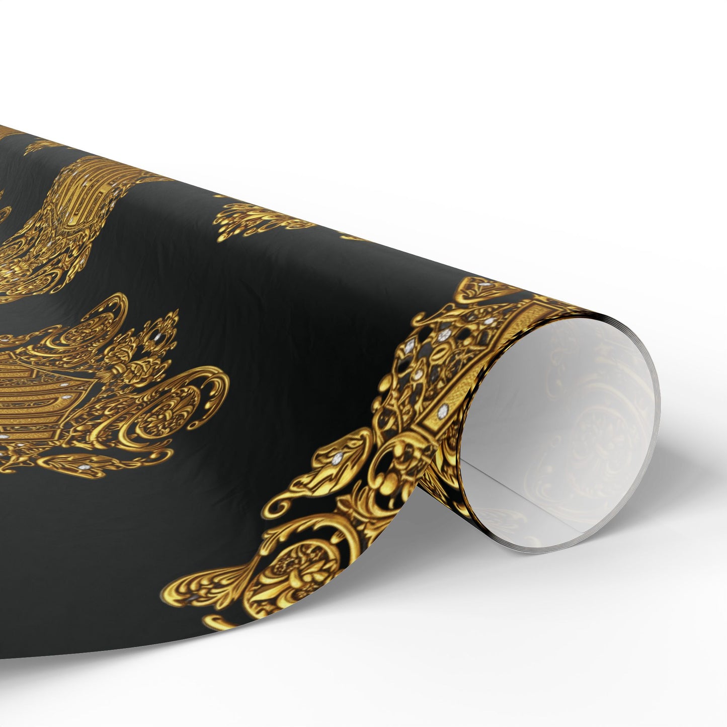 HDMX Luxury Gold Crest Wrapping Paper — Elegant Black & Gold Gift Wrap