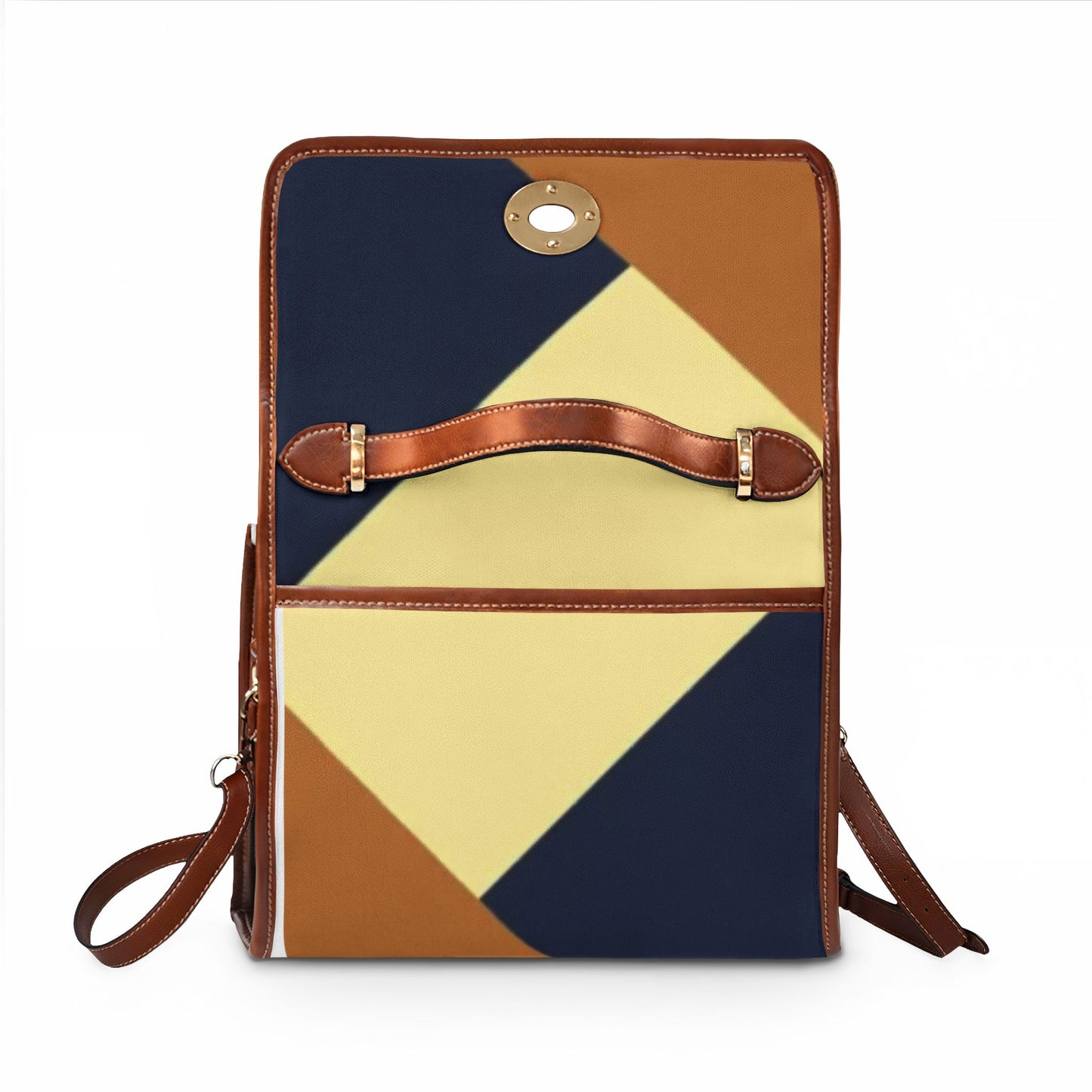 Geometric 'House of DMX' Waterproof Canvas Bag — Retro Colorblock Satchel