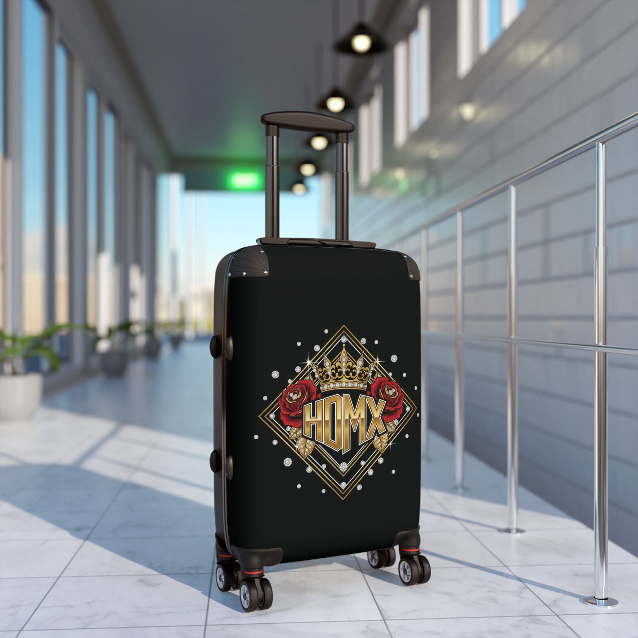 Suitcase — 'HDMX' Crown & Roses Carry-On Luggage
