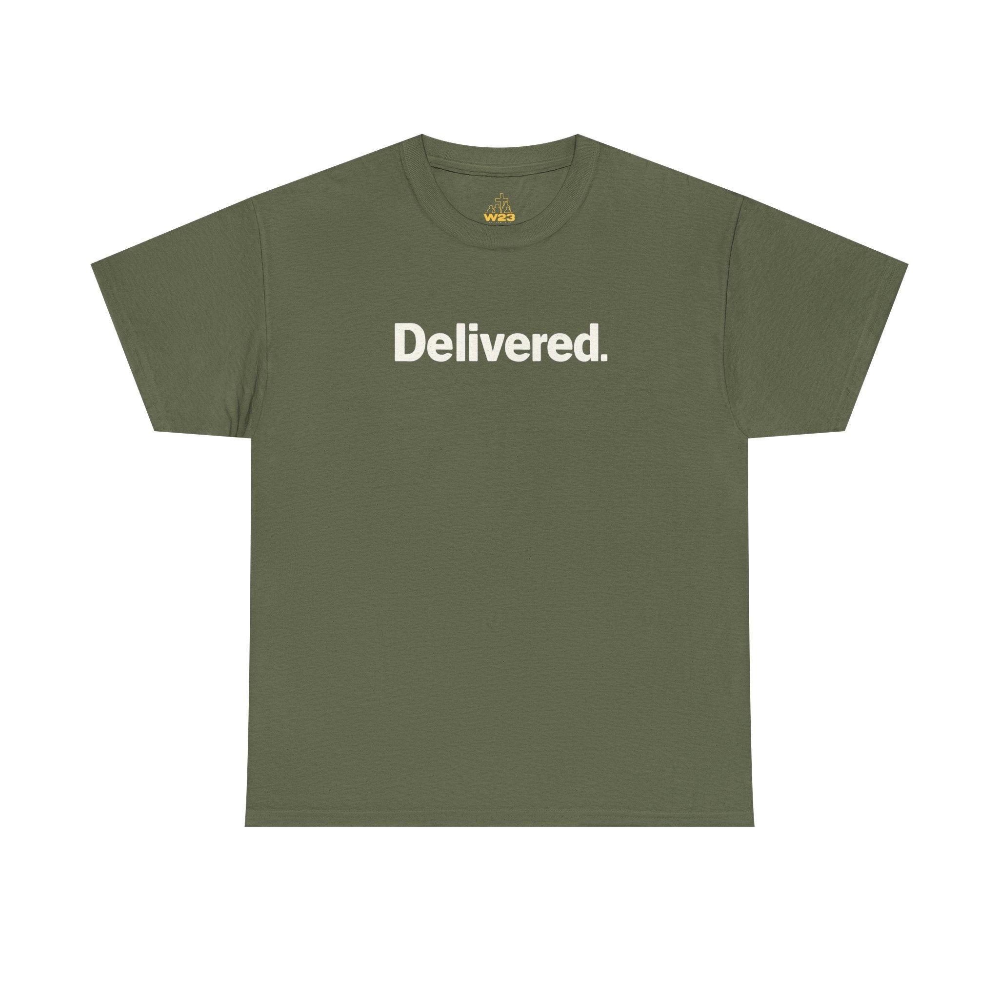 Delivered. Heaven Sent Christian T-Shirt — Faith-Based Graphic Tee with Back Label Design