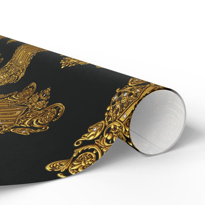 HDMX Luxury Gold Crest Wrapping Paper — Elegant Black & Gold Gift Wrap