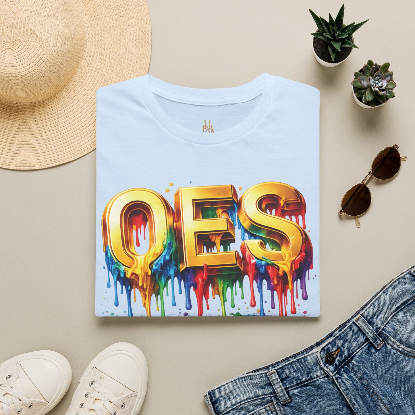 OES Rainbow Drip T-Shirt — Colorful Pride Paint-Drip Graphic Tee