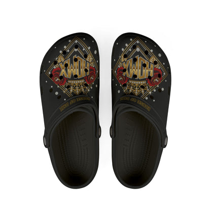 Claw Casino Graphic Clogs — Black EVA Foam Slip-On Shoes