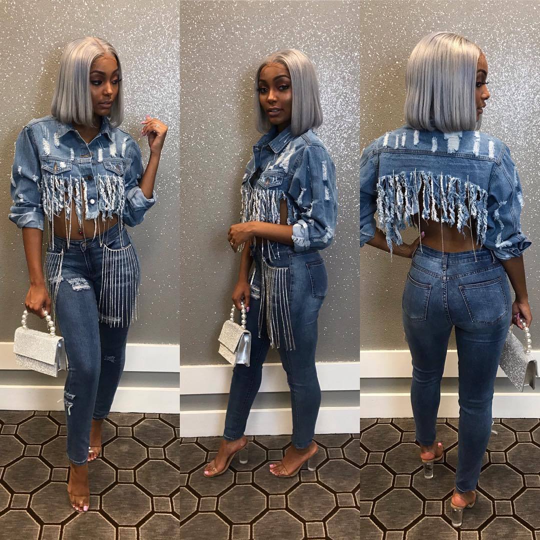 Women's Creative Fashion Sexy Cropped Denim Coats