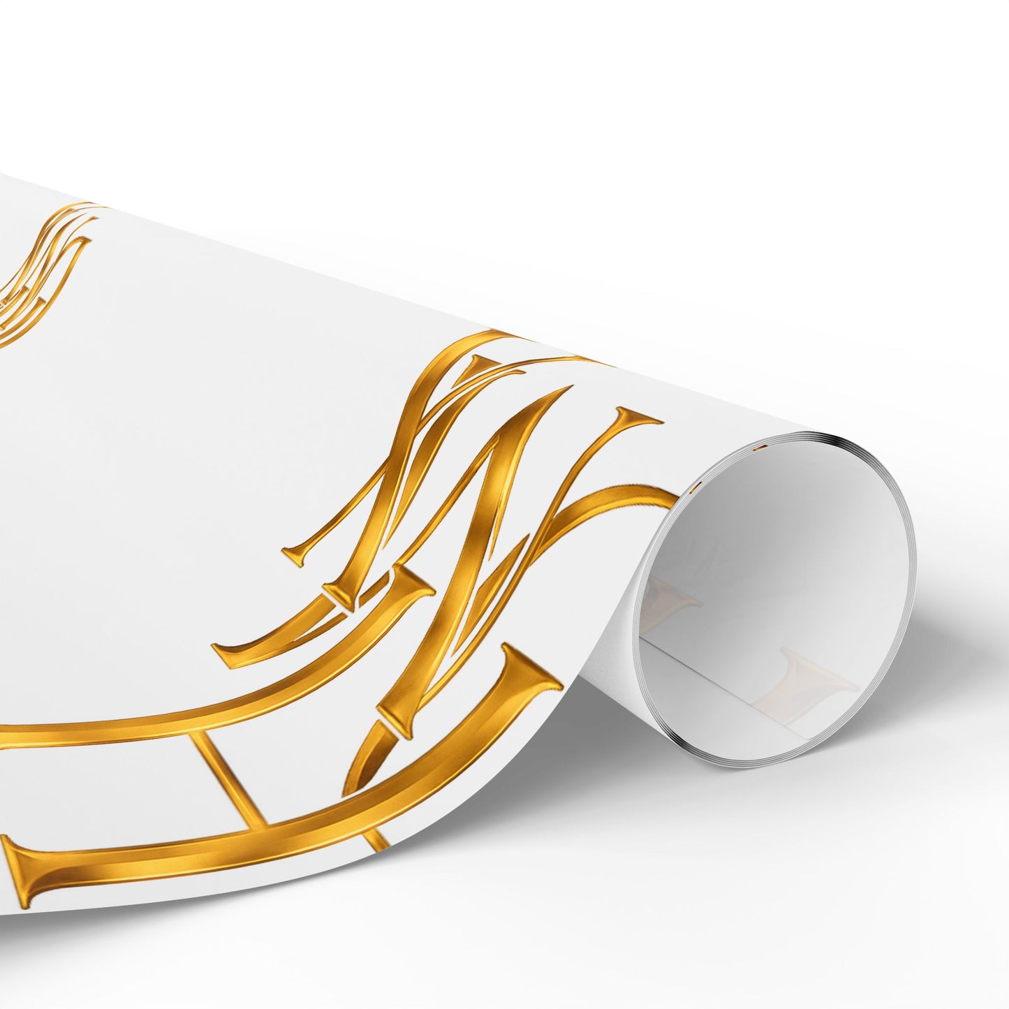 White and Gold Script Monogram Wrapping Paper Roll