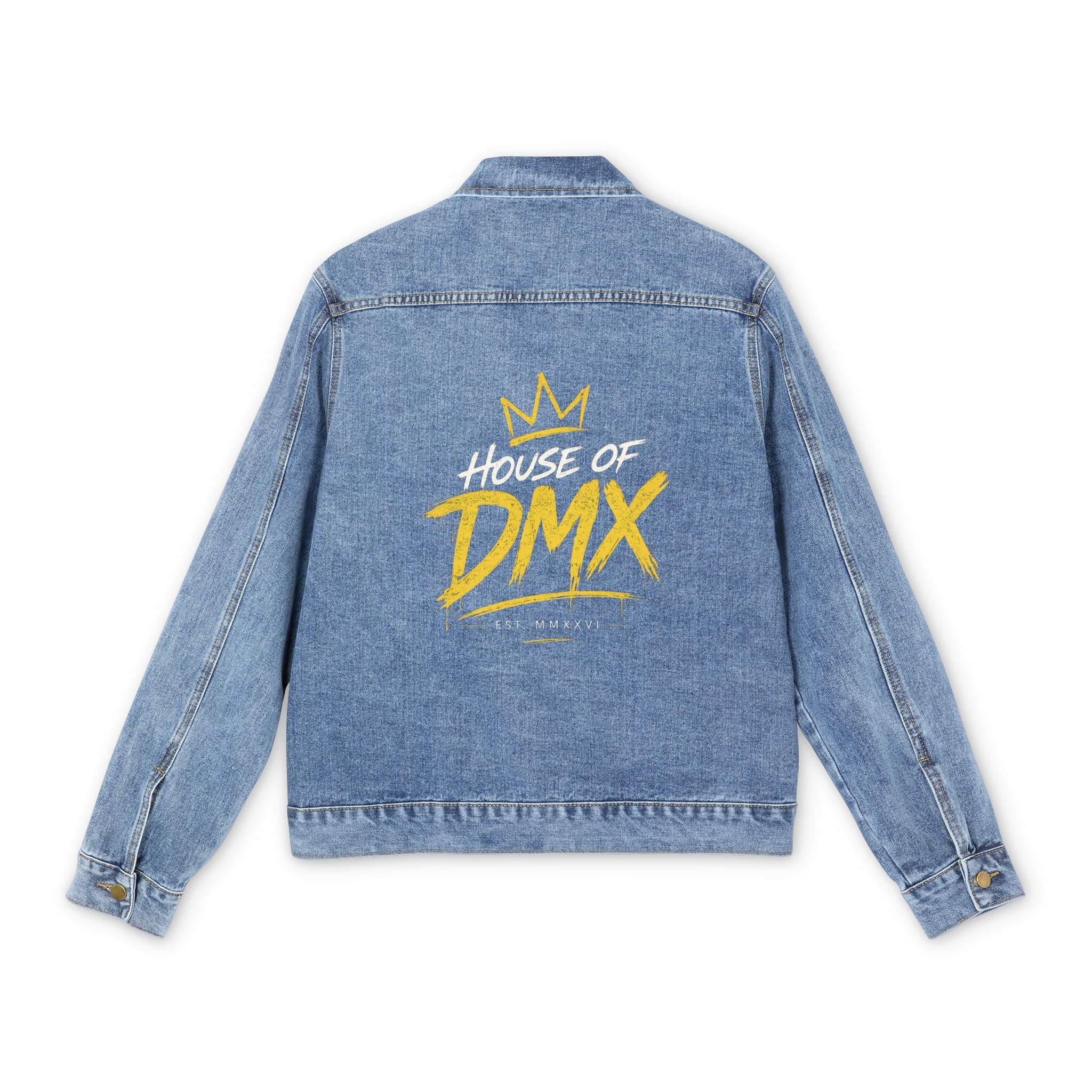 Denim Jacket — 'House of DMX' Back Graphic Casual Jean Jacket
