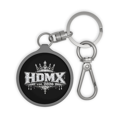 HDMX Crown Keyring Tag — Metal Keychain with 'HDMX est. 2026' Graphic