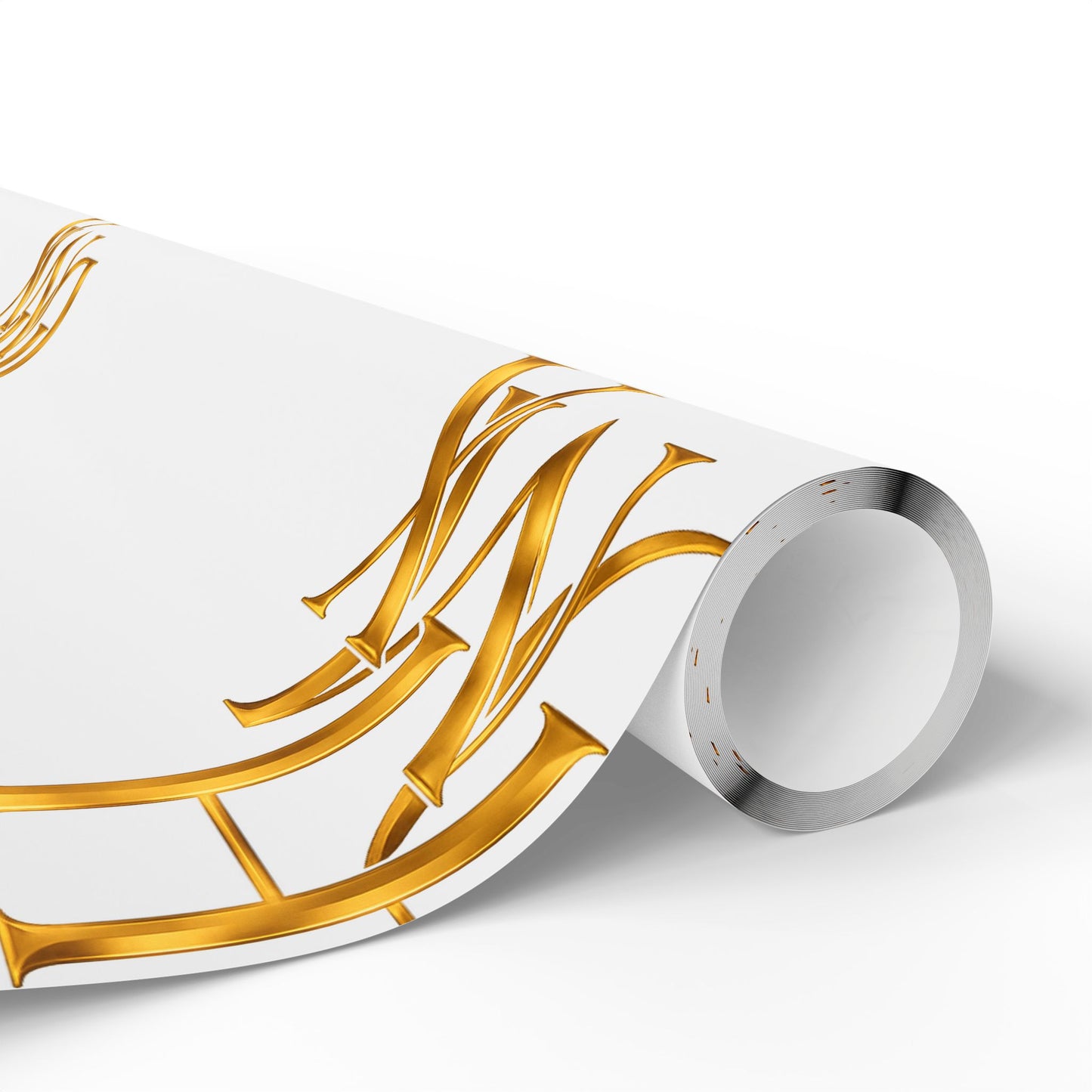 White and Gold Script Monogram Wrapping Paper Roll