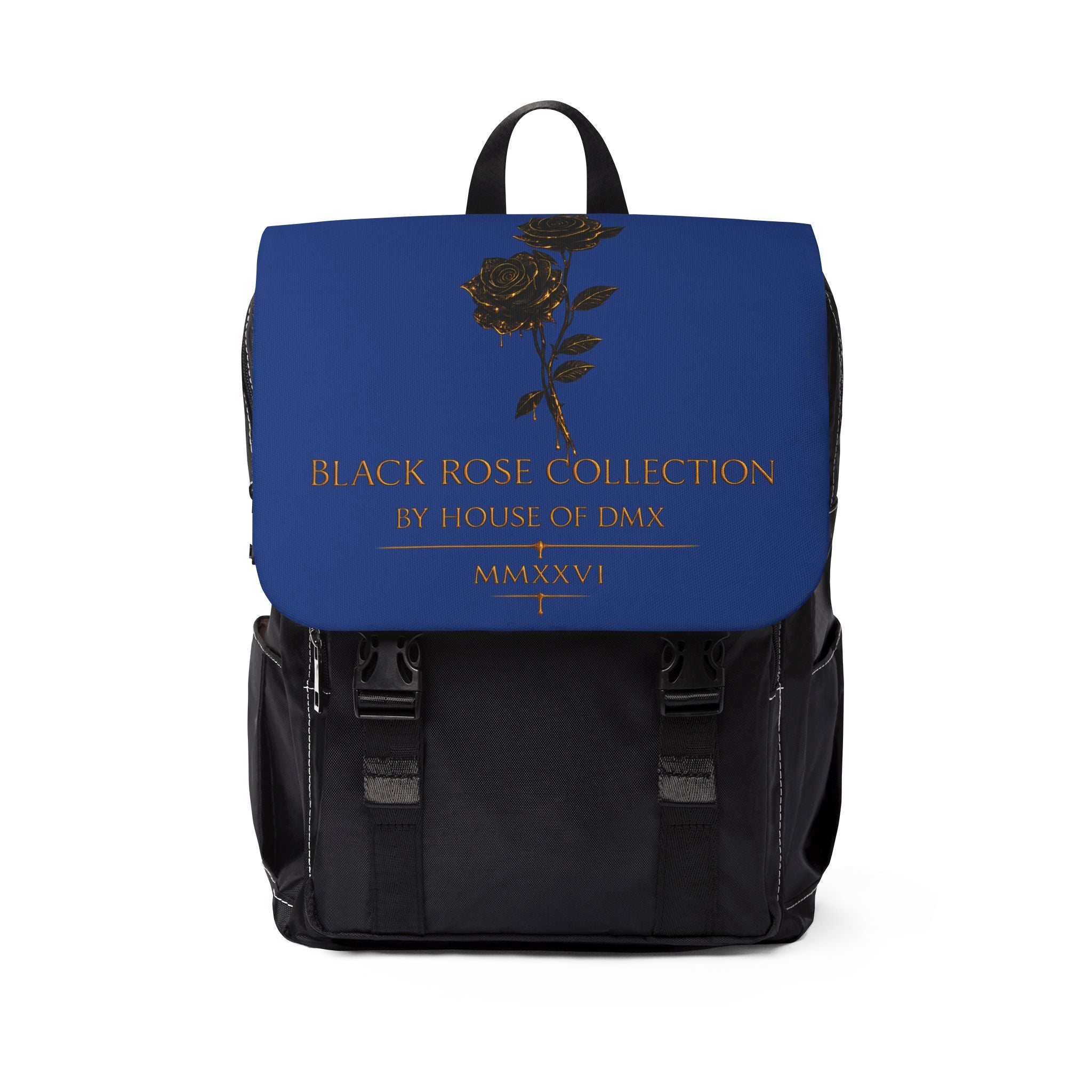 Black Rose Collection Shoulder Backpack — Blue Flap Casual Daypack
