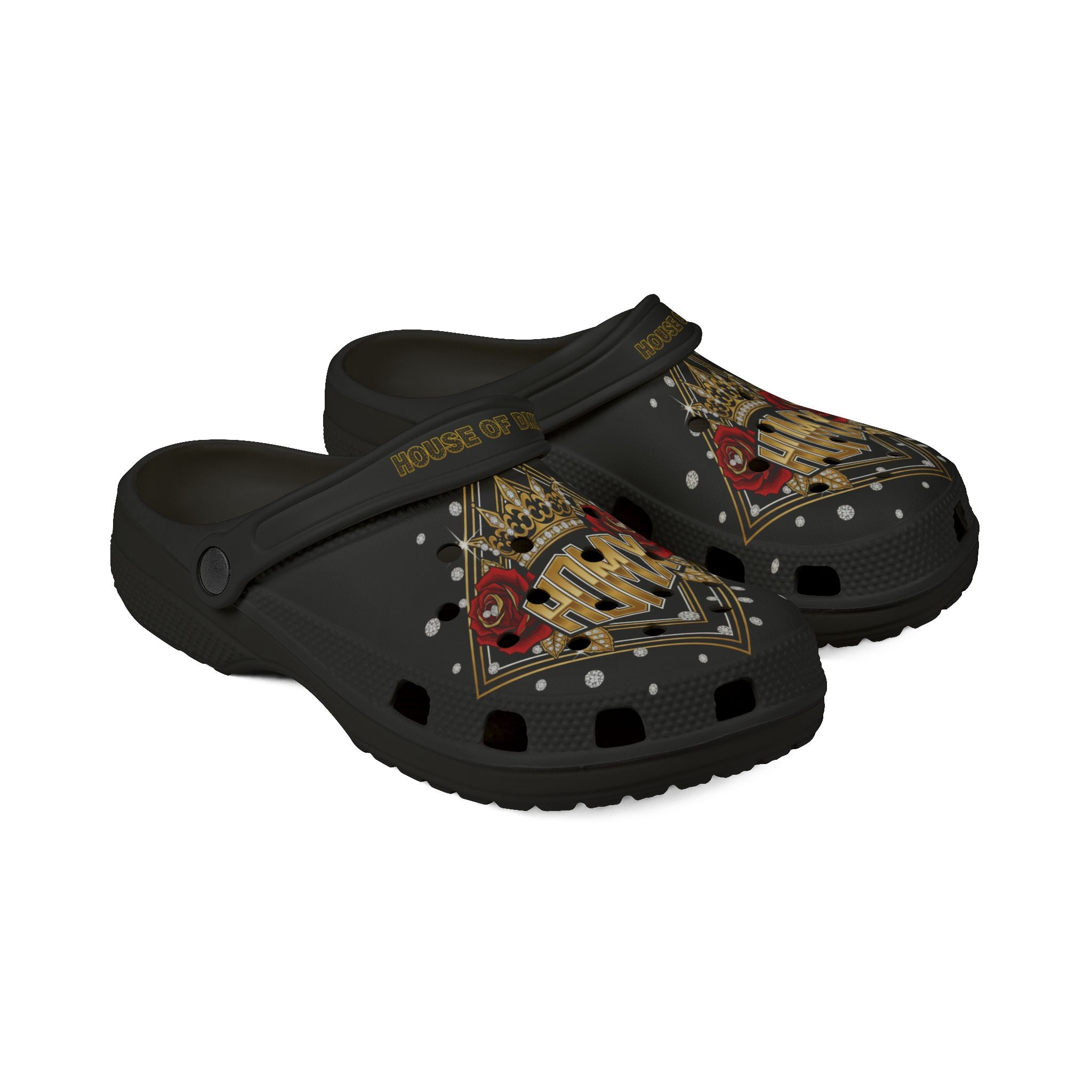 Claw Casino Graphic Clogs — Black EVA Foam Slip-On Shoes
