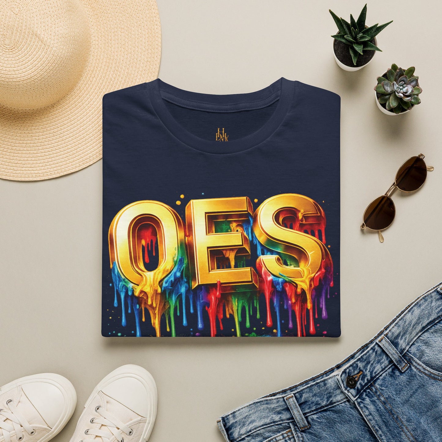 OES Rainbow Drip T-Shirt — Colorful Pride Paint-Drip Graphic Tee