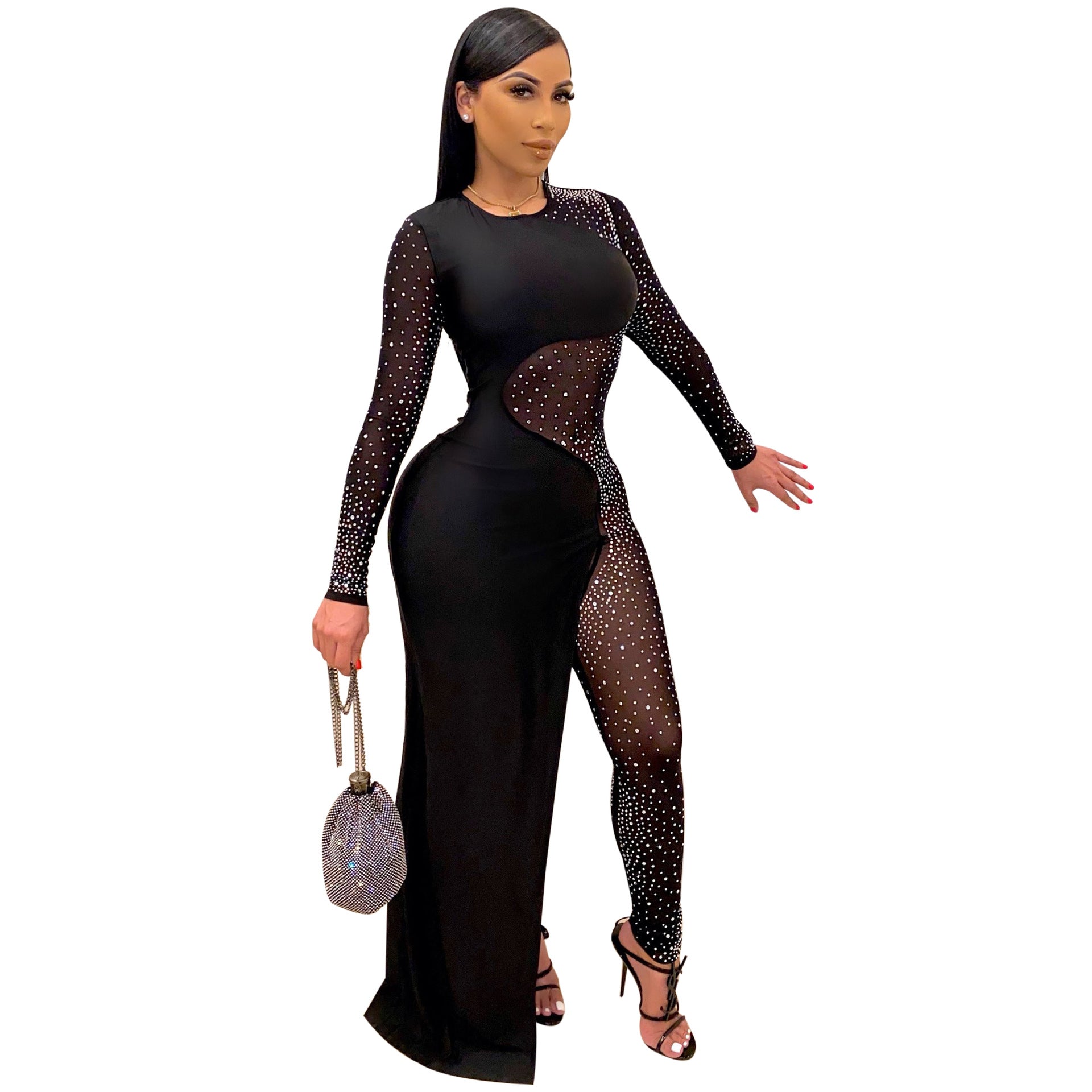 Hot Rhinestone Slim One-piece Nightclub Uniforms Suits