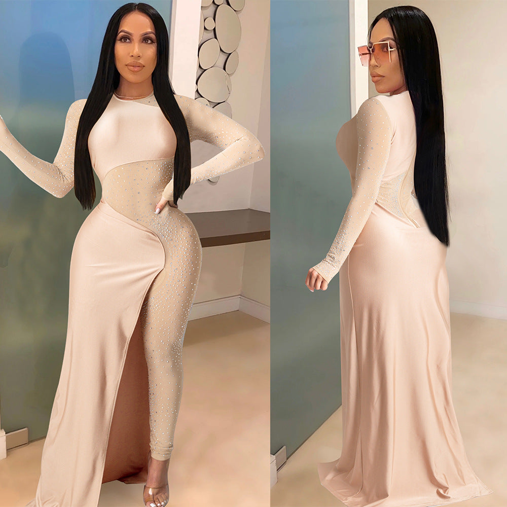 Hot Rhinestone Slim One-piece Nightclub Uniforms Suits