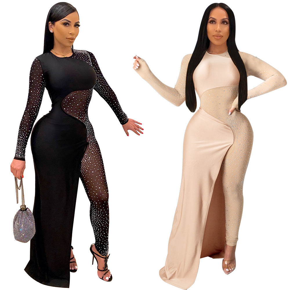 Hot Rhinestone Slim One-piece Nightclub Uniforms Suits