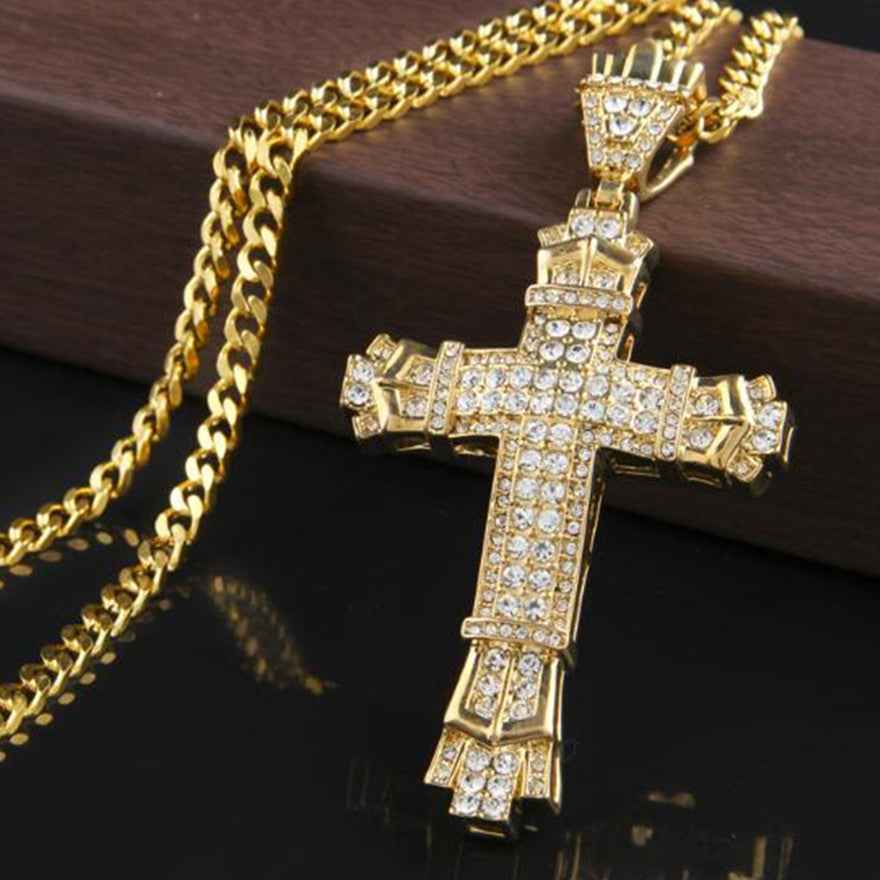 Iced Out Cross Necklace - Sparkling Men's Cross Pendant