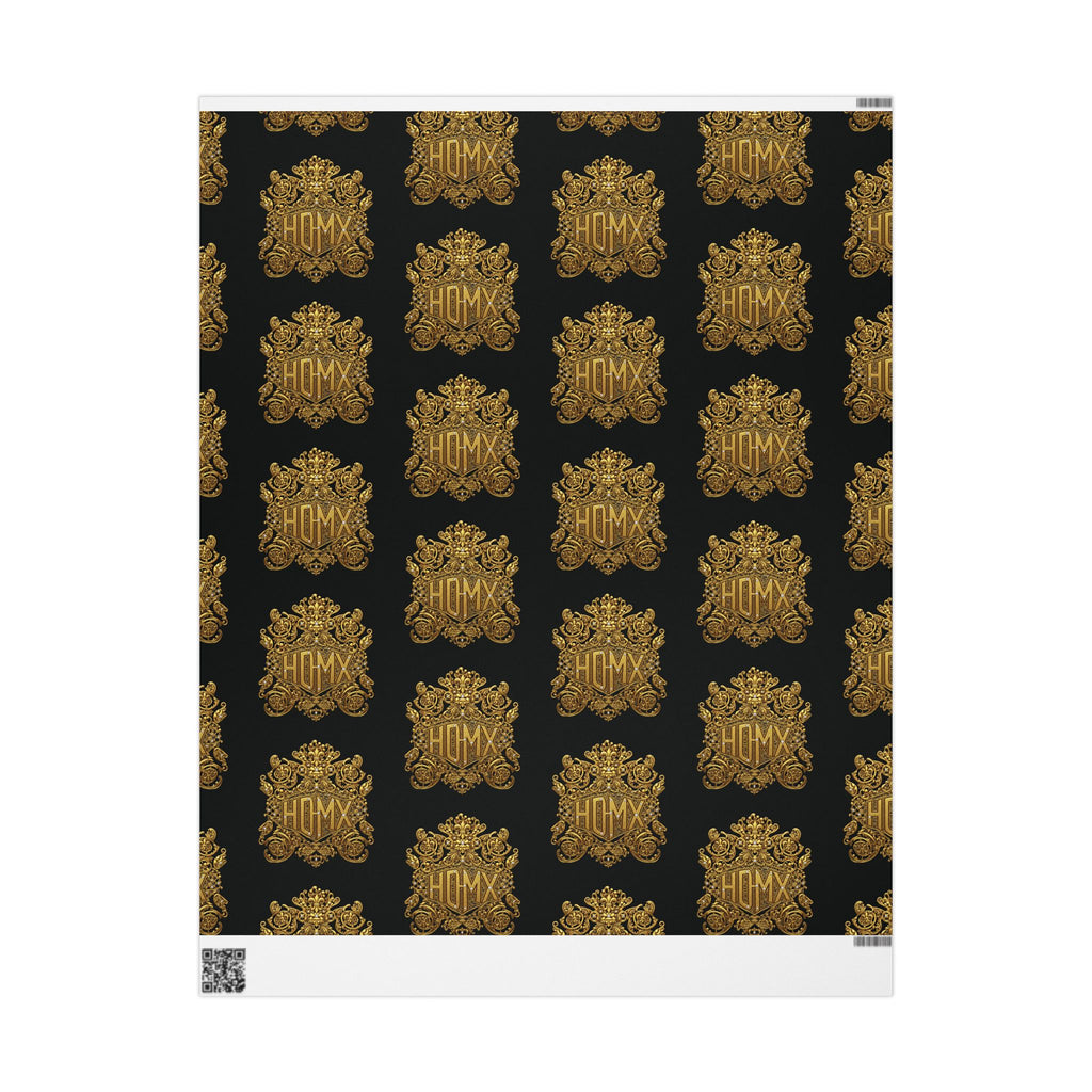 HDMX Luxury Gold Crest Wrapping Paper — Elegant Black & Gold Gift Wrap