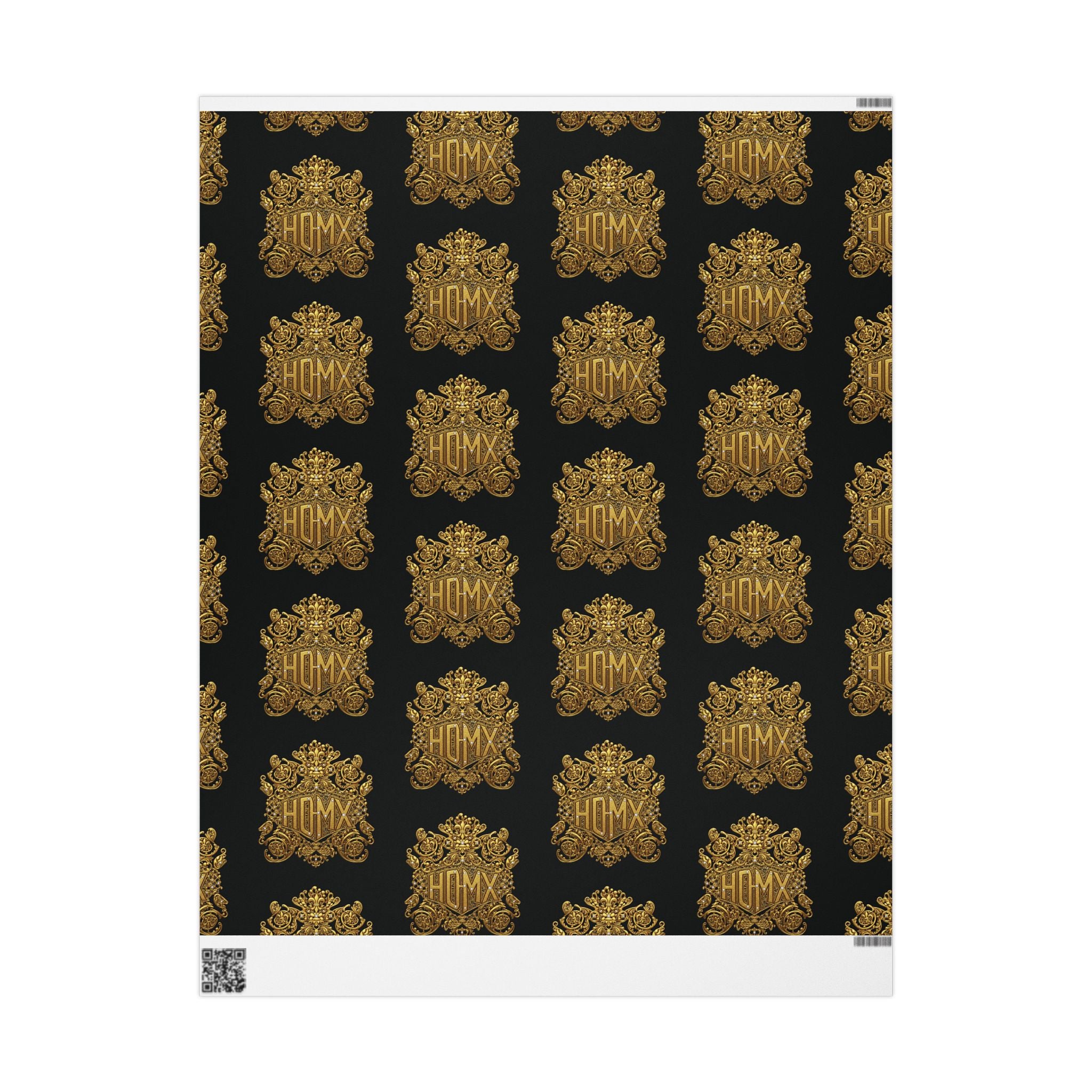 HDMX Luxury Gold Crest Wrapping Paper — Elegant Black & Gold Gift Wrap