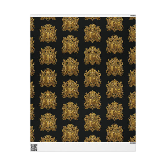 HDMX Luxury Gold Crest Wrapping Paper — Elegant Black & Gold Gift Wrap