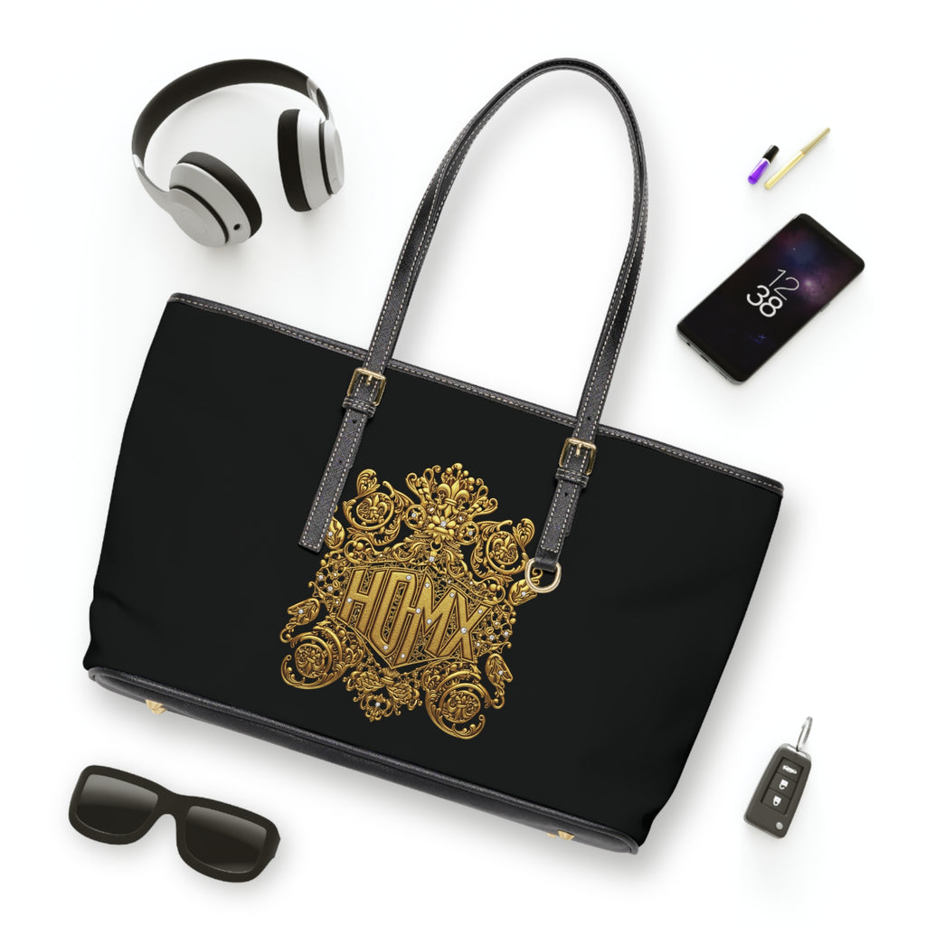 HDMX Gold logo Leather Shoulder Bag