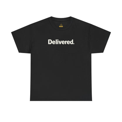 Delivered. Heaven Sent Christian T-Shirt — Faith-Based Graphic Tee with Back Label Design