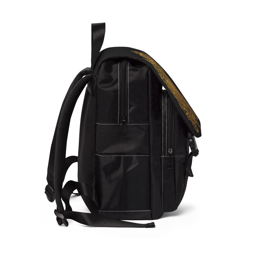Ornate Gold Crest Backpack — Vintage Baroque Monogram Shoulder Bag