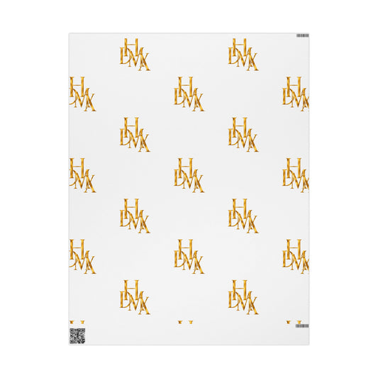 White and Gold Script Monogram Wrapping Paper Roll