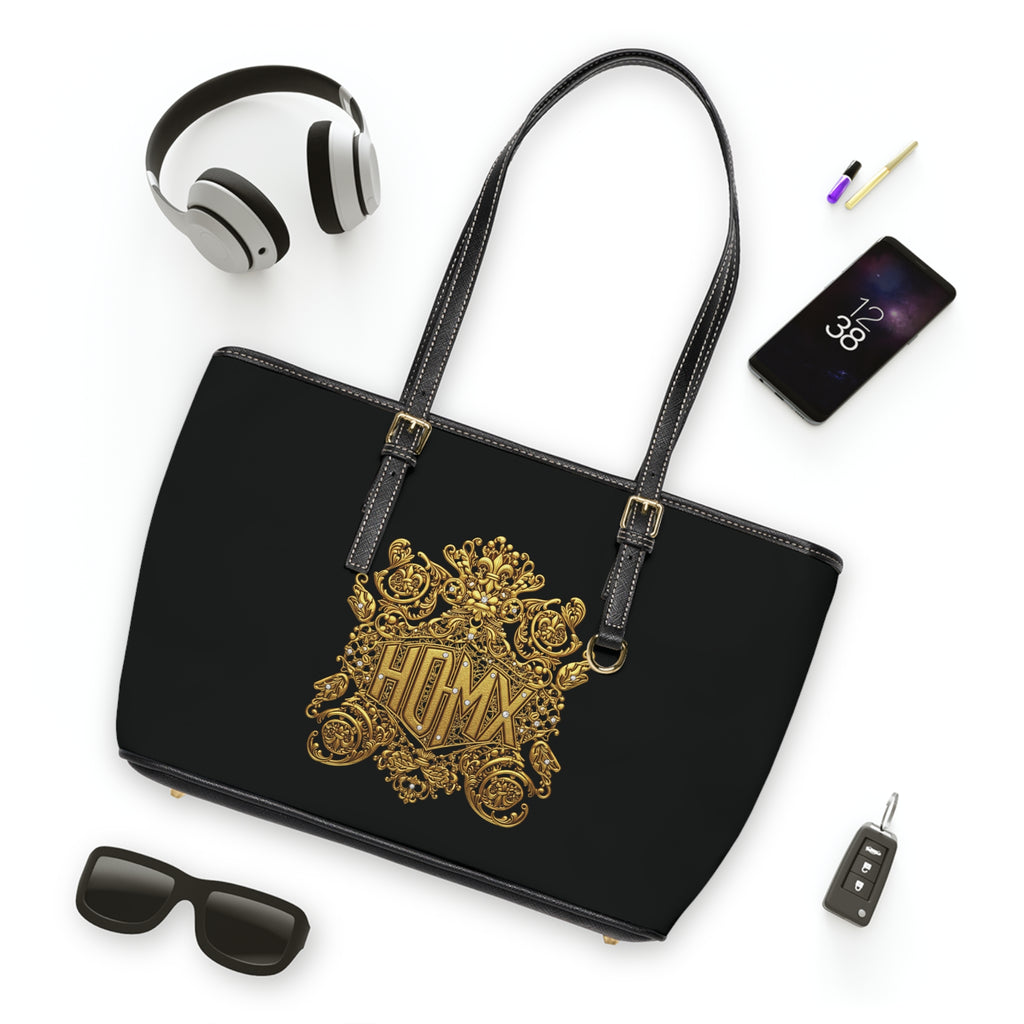HDMX Gold logo Leather Shoulder Bag