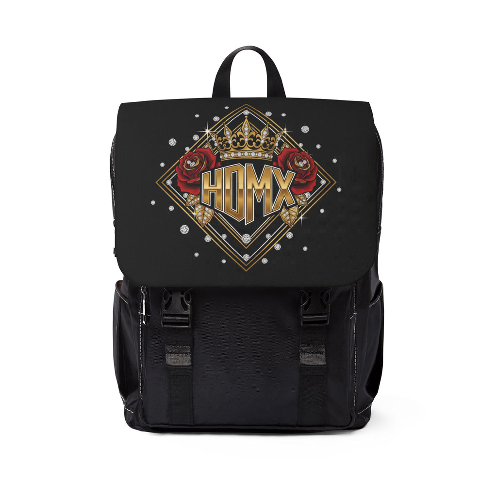 HDMX Crowned Rose Backpack — Vintage Gold Emblem Shoulder Bag