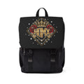 HDMX Crowned Rose Backpack — Vintage Gold Emblem Shoulder Bag