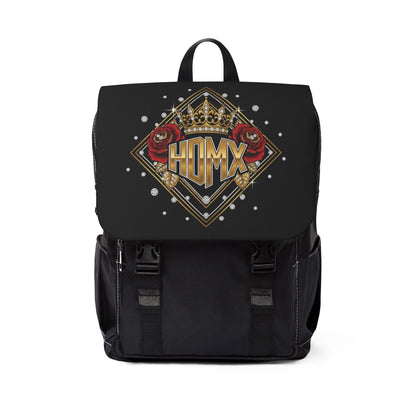 HDMX Crowned Rose Backpack — Vintage Gold Emblem Shoulder Bag
