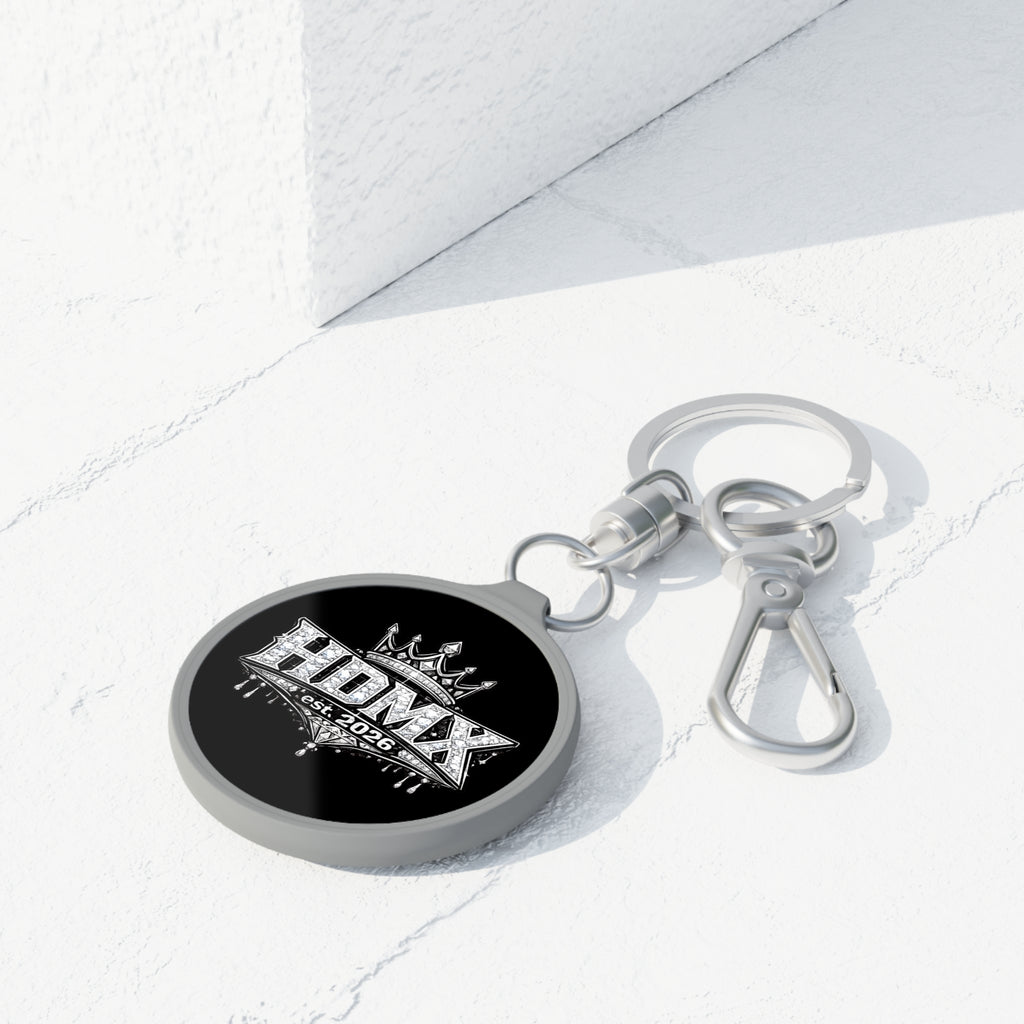 HDMX Crown Keyring Tag — Metal Keychain with 'HDMX est. 2026' Graphic