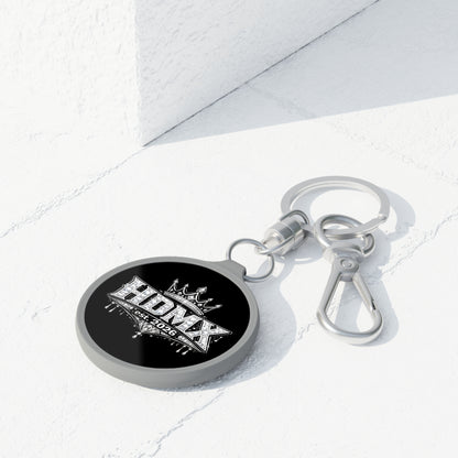 HDMX Crown Keyring Tag — Metal Keychain with 'HDMX est. 2026' Graphic