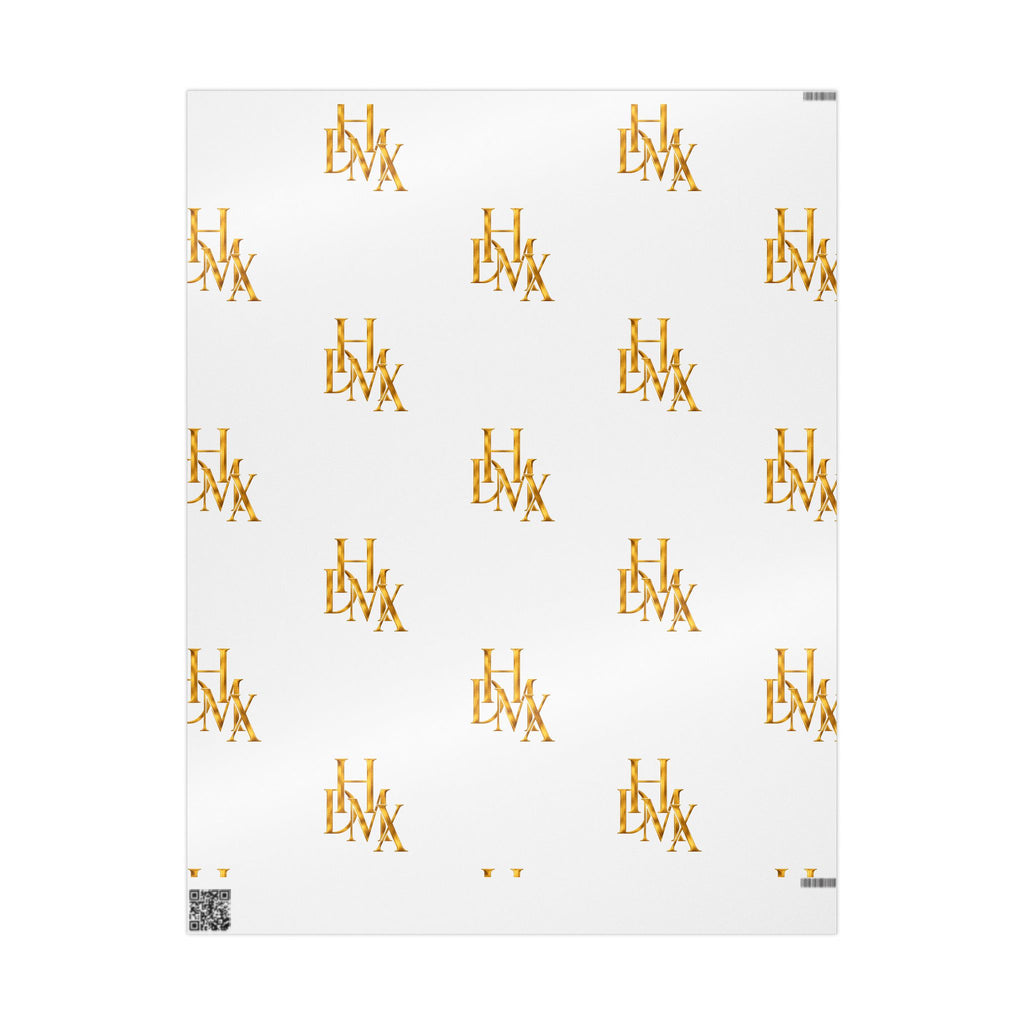White and Gold Script Monogram Wrapping Paper Roll