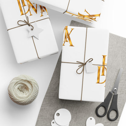 White and Gold Script Monogram Wrapping Paper Roll