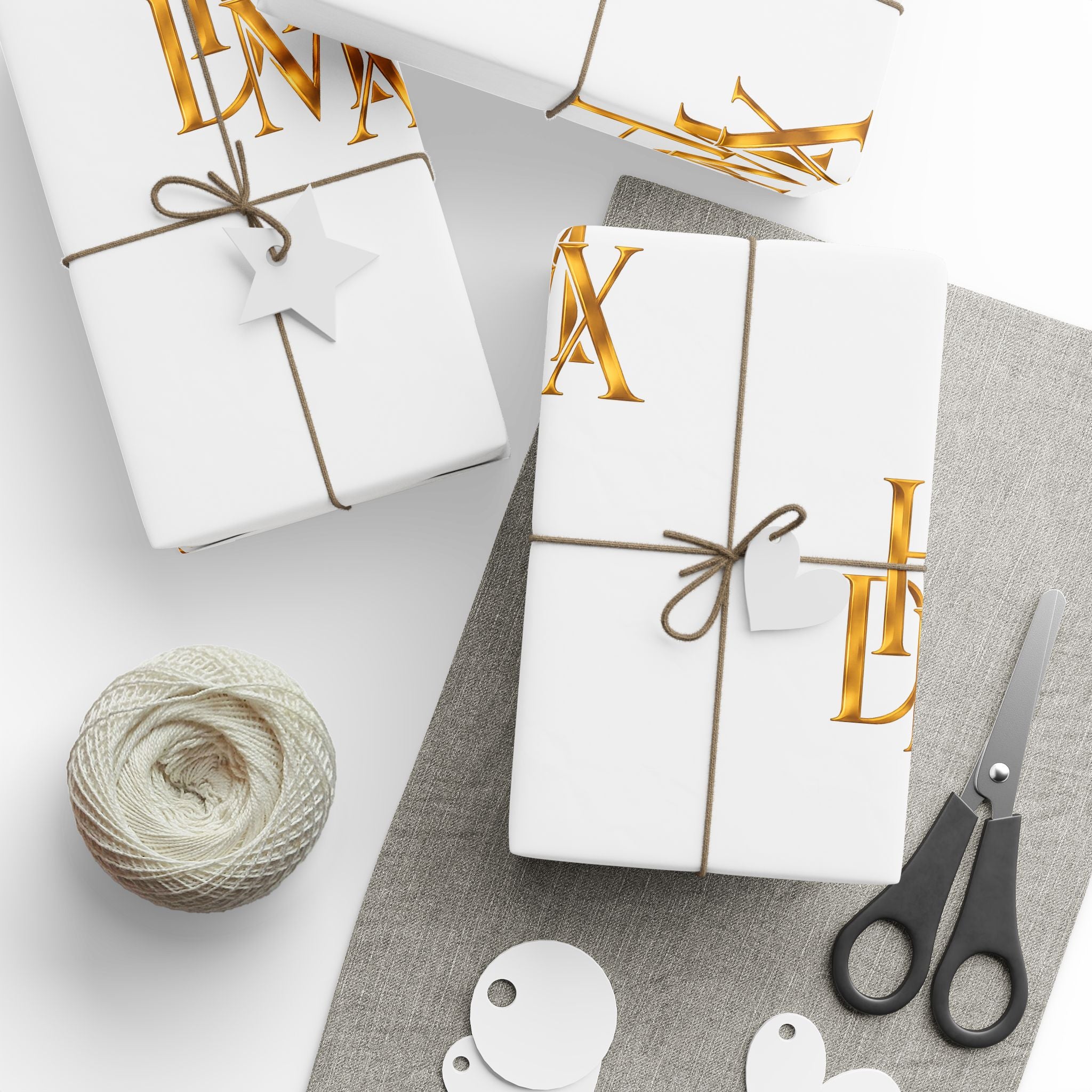 White and Gold Script Monogram Wrapping Paper Roll