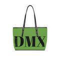 DMX Monogram PU Leather Shoulder Bag – Green Tote with Bold Initials