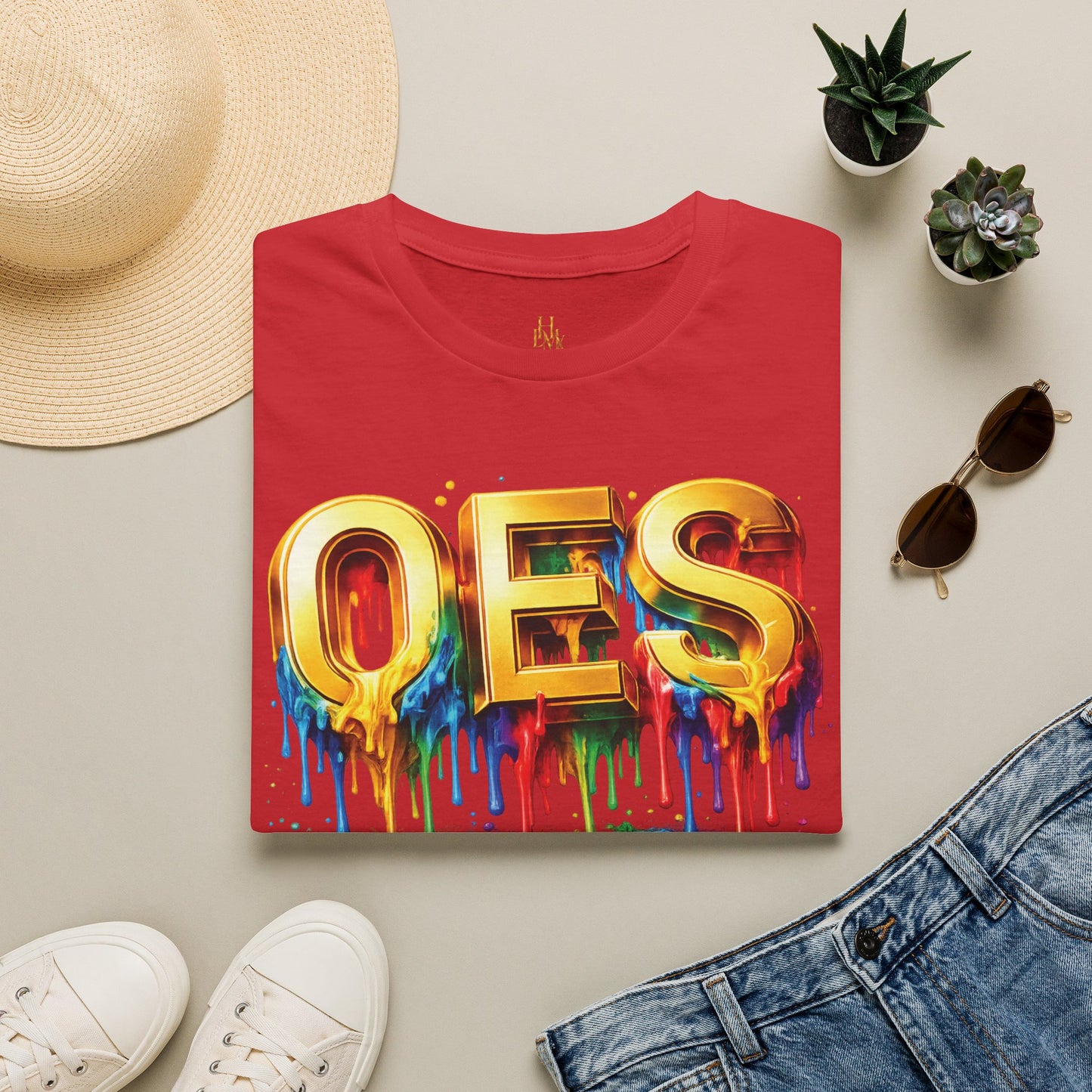 OES Rainbow Drip T-Shirt — Colorful Pride Paint-Drip Graphic Tee