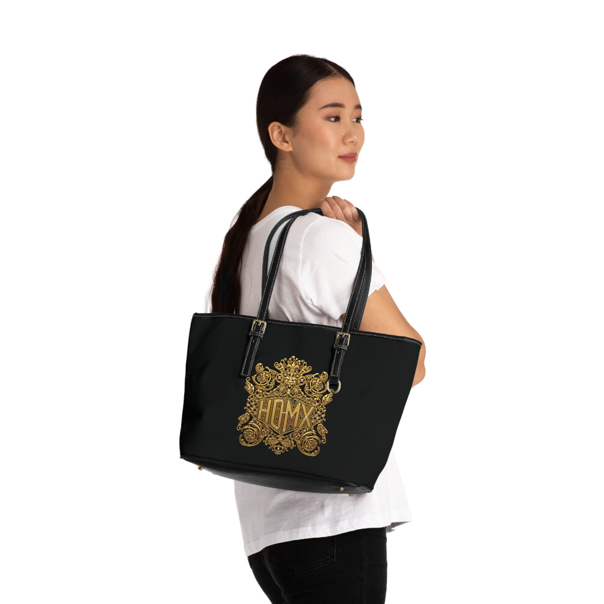 HDMX Gold logo Leather Shoulder Bag